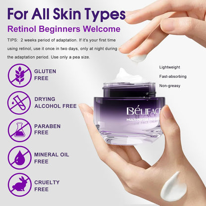 Face Moisturizer For Women, Gentle Retinol Cream With Peptide For Wrinkle Anti-Aging