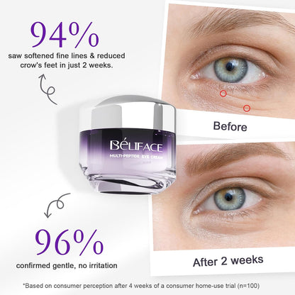 BéLIFACE Eye Cream Anti Aging for Wrinkles with Peptide & Hyaluronic Acid for Fine Lines